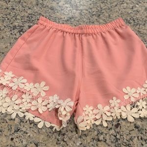 Pink Shorts w/Lace Trim